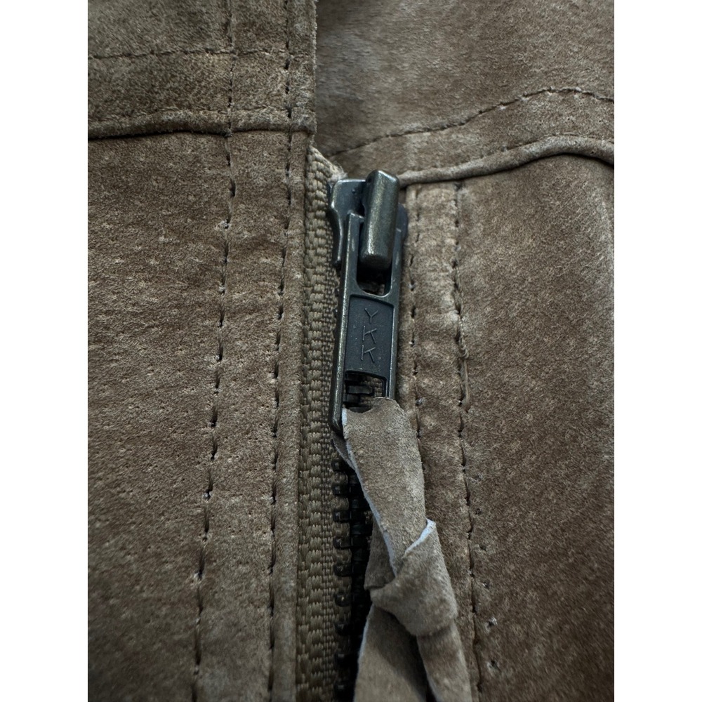 Outerbound by HMS Vintage Tan Suede Leather Cropped Asymmetrical Zip Jacket M - Picture 5 of 10